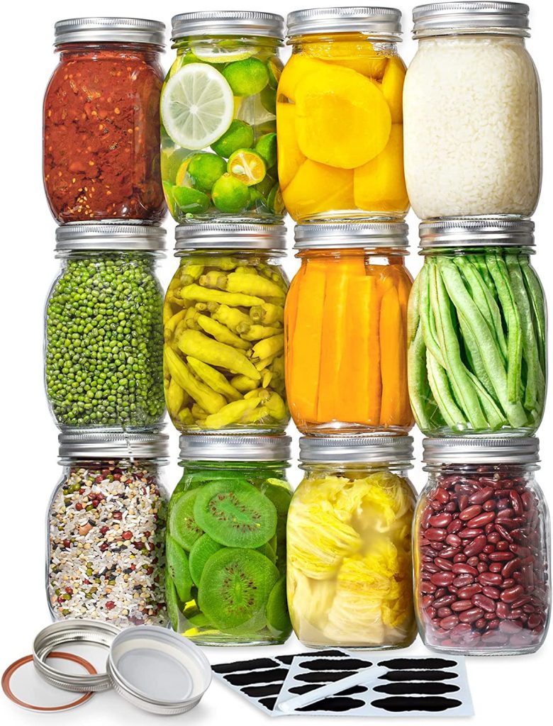 12 Pack Glass Canning Jars 