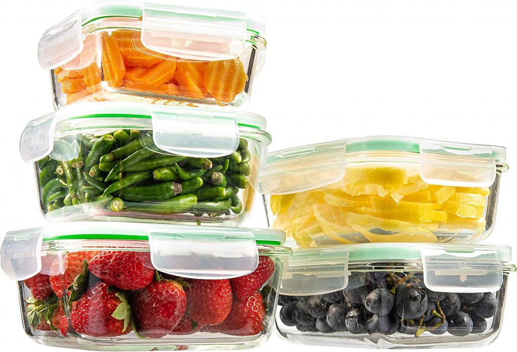 EatNeat 5-Piece Glass Food Storage Containers